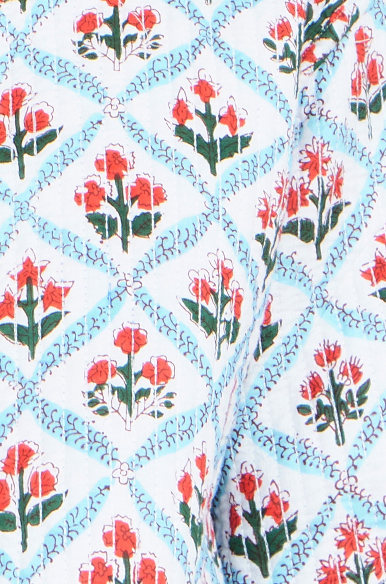 Yumi Blue Boho Print Cotton Reversible Quilted Jacket