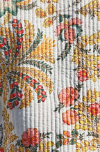 Yumi White Boho Print Cotton Reversible Quilted Jacket