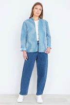 Yumi Blue Jungle Reversible Cotton Quilted Jacket