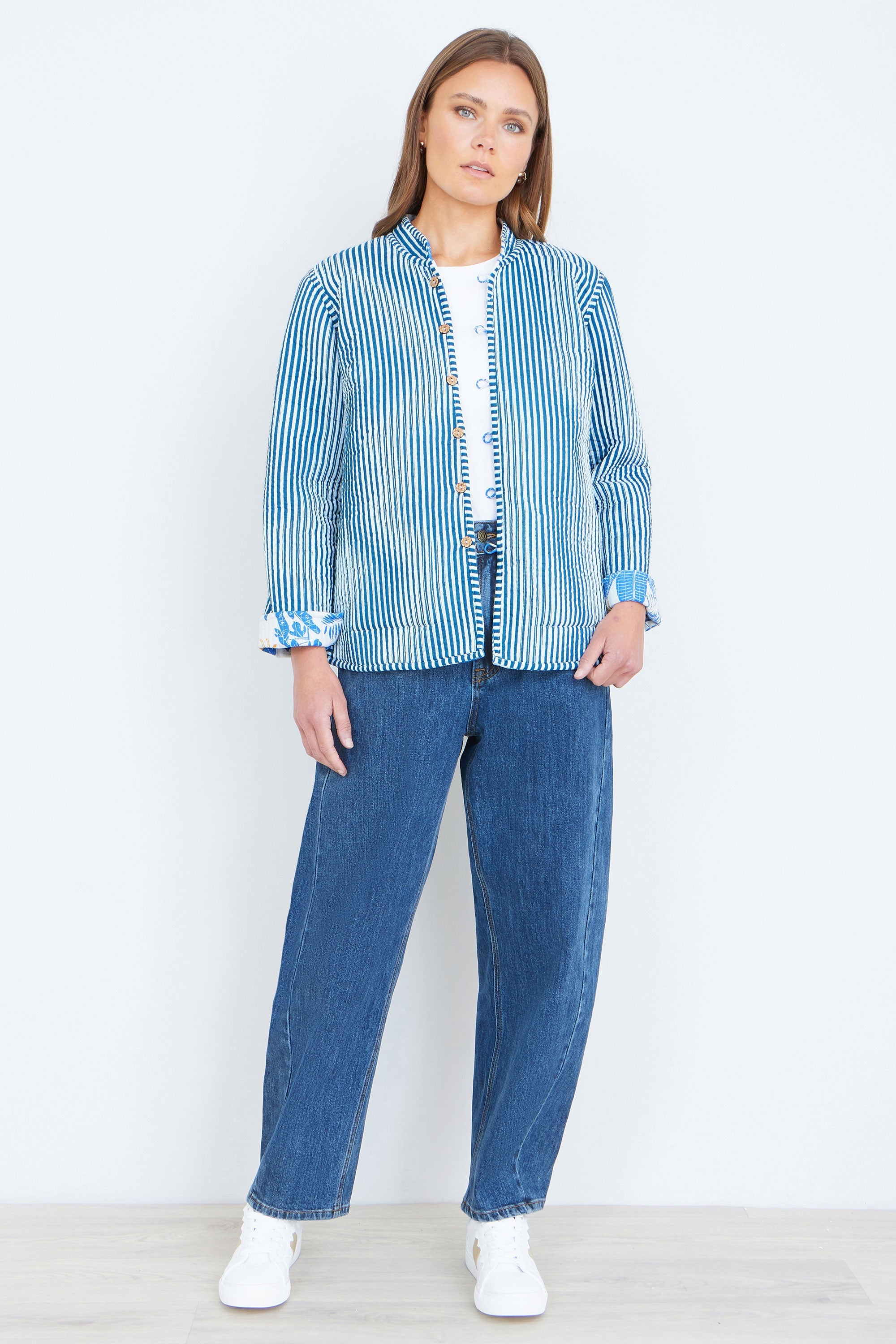 Yumi Blue Jungle Reversible Cotton Quilted Jacket