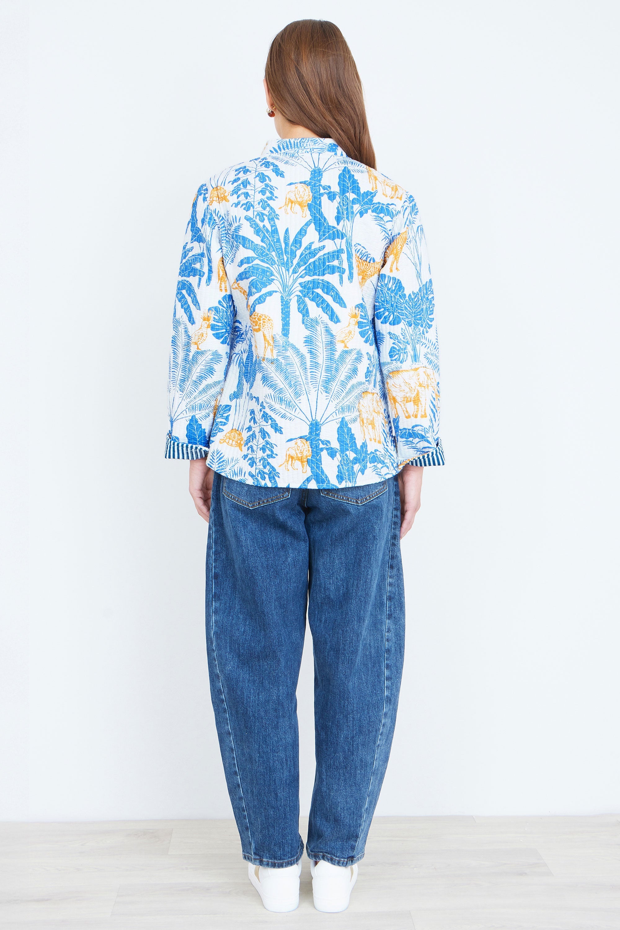 Yumi Blue Jungle Reversible Cotton Quilted Jacket