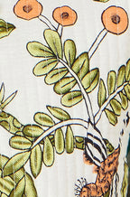 Yumi White Botanical Print Reversible Cotton Quilted Jacket