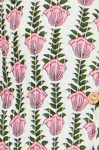 Yumi White Botanical Print Reversible Cotton Quilted Jacket