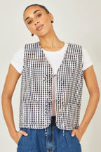 Yumi Black Gingham Reversible Cotton Tie Waistcoat