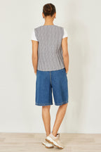 Yumi Black Gingham Reversible Cotton Tie Waistcoat