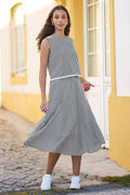 Yumi Black Gingham Cotton Midi Skirt