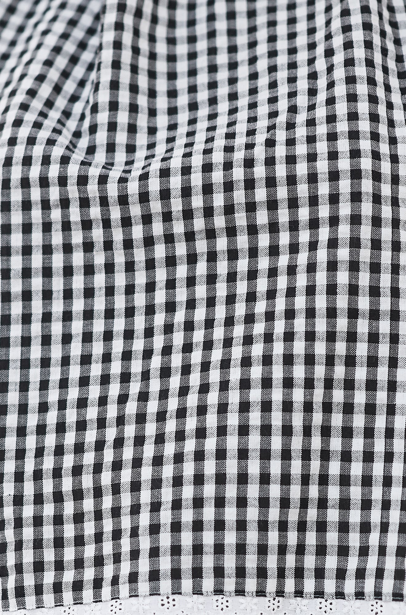 Yumi Black Gingham Cotton Midi Skirt