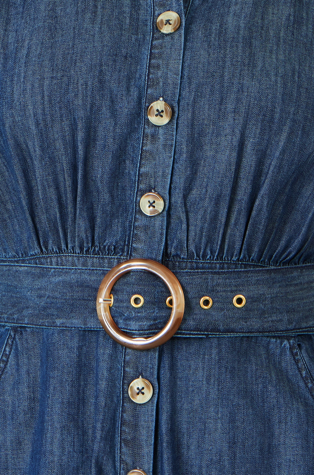 Yumi Blue Chambray Cotton Playsuit