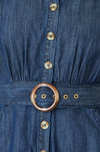 Yumi Blue Chambray Cotton Playsuit