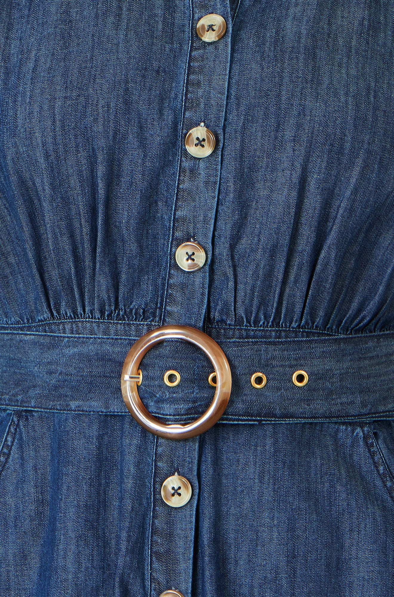 Yumi Blue Chambray Cotton Playsuit