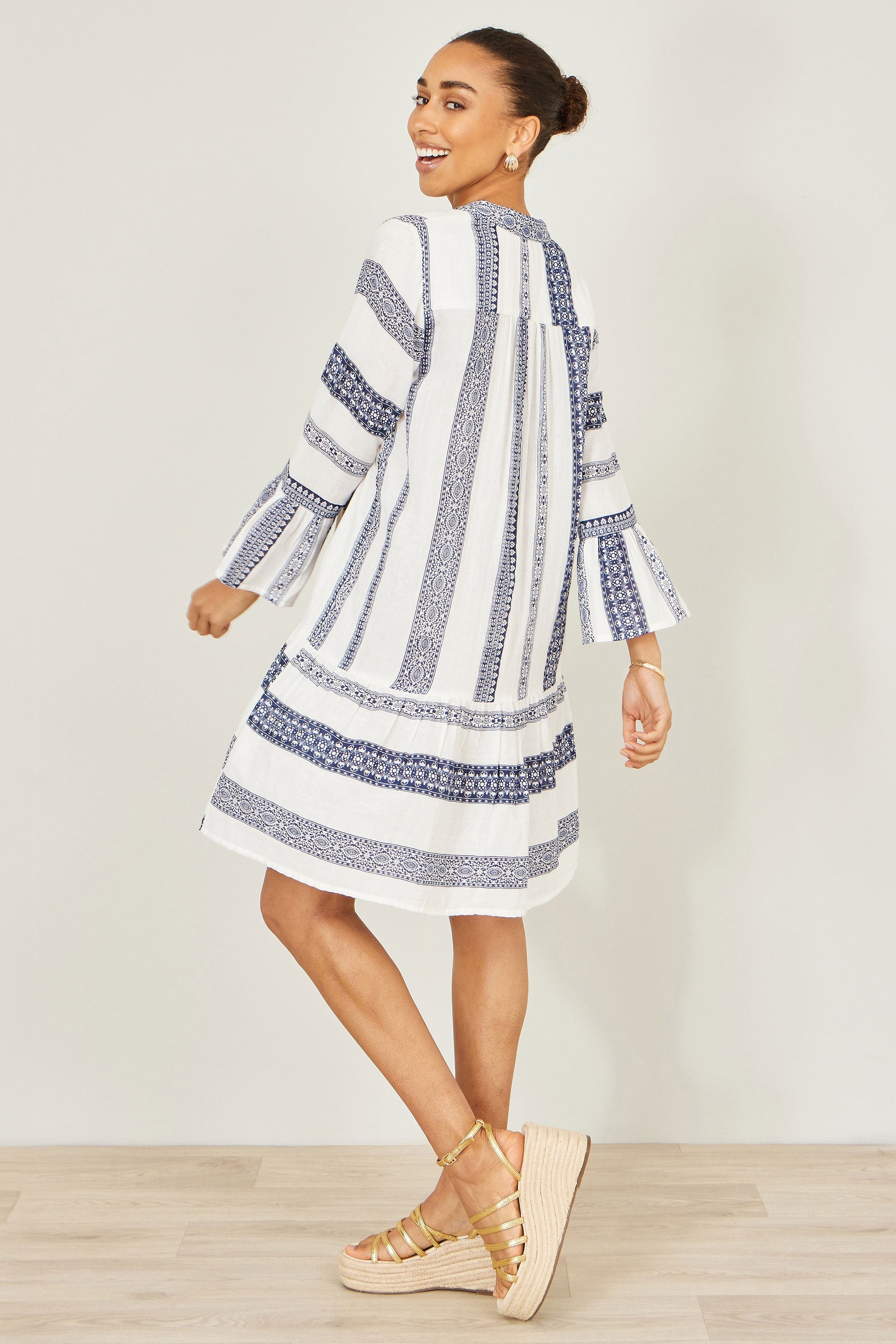 Yumi White Cotton Stripe Tunic