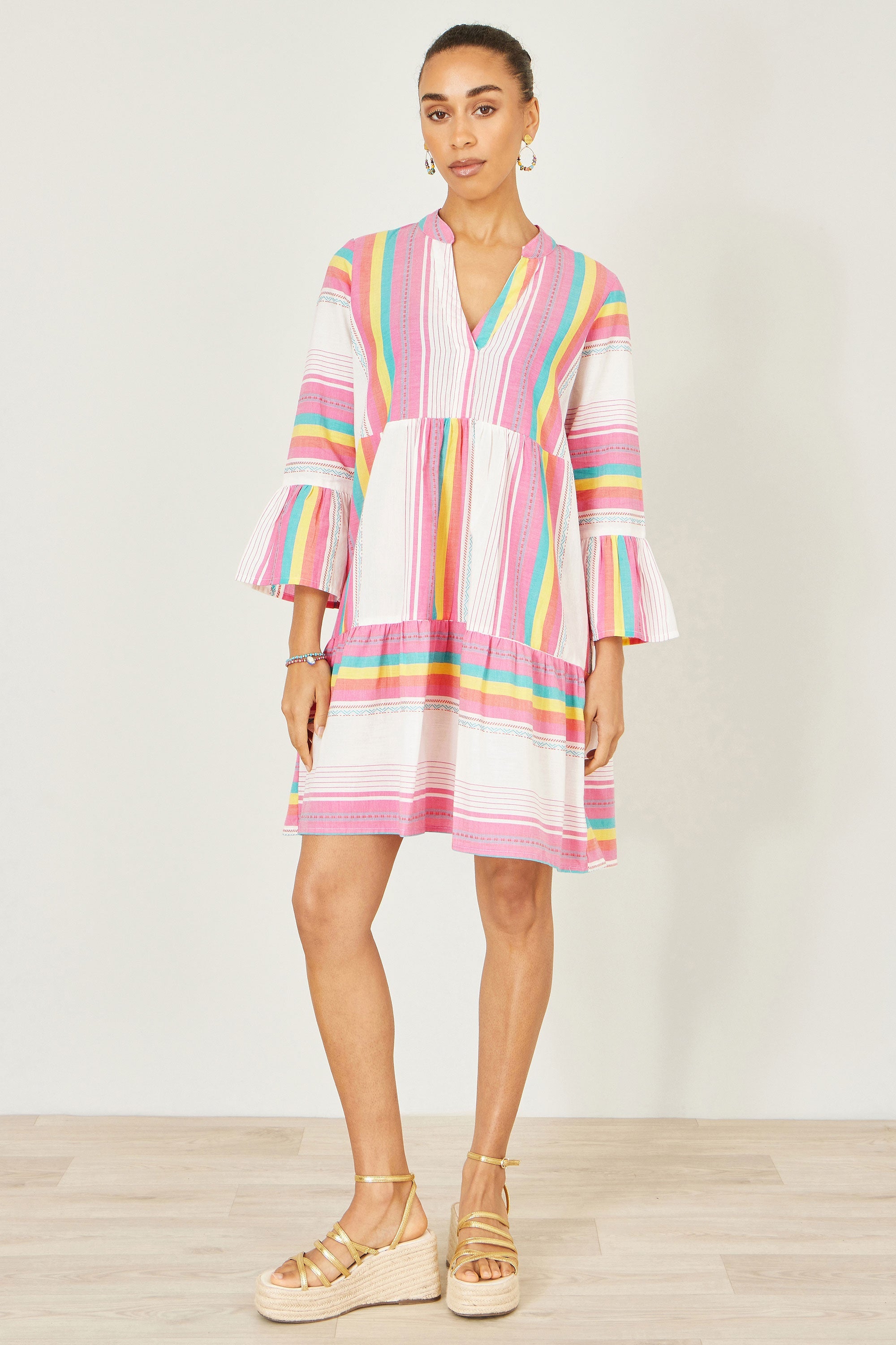 Yumi Multicolour Cotton Stripe Tunic
