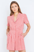 Yumi Red Stripe Retro Playsuit