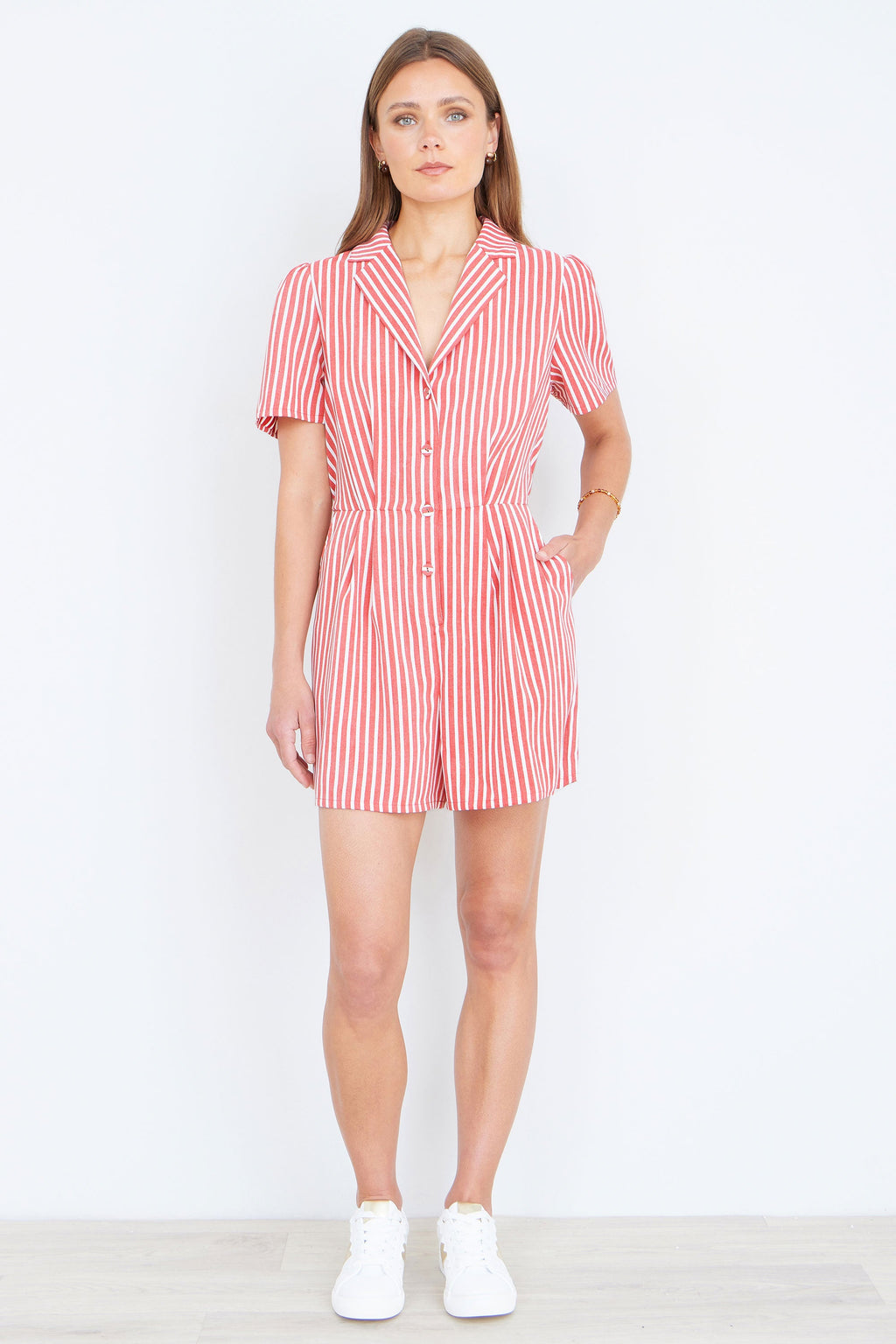 Yumi Red Stripe Retro Playsuit