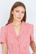 Yumi Red Stripe Retro Playsuit