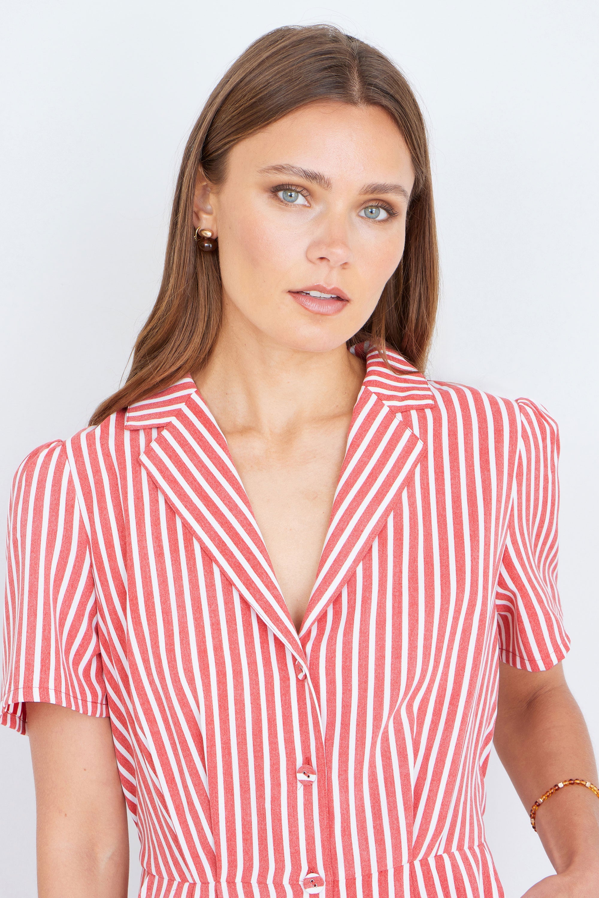Yumi Red Stripe Retro Playsuit