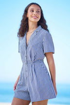 Yumi Blue Stripe Retro Playsuit