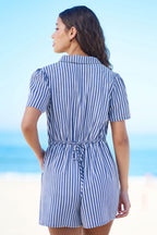 Yumi Blue Stripe Retro Playsuit