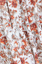 Yumi Orange Floral Ruched Waist Midi Dress