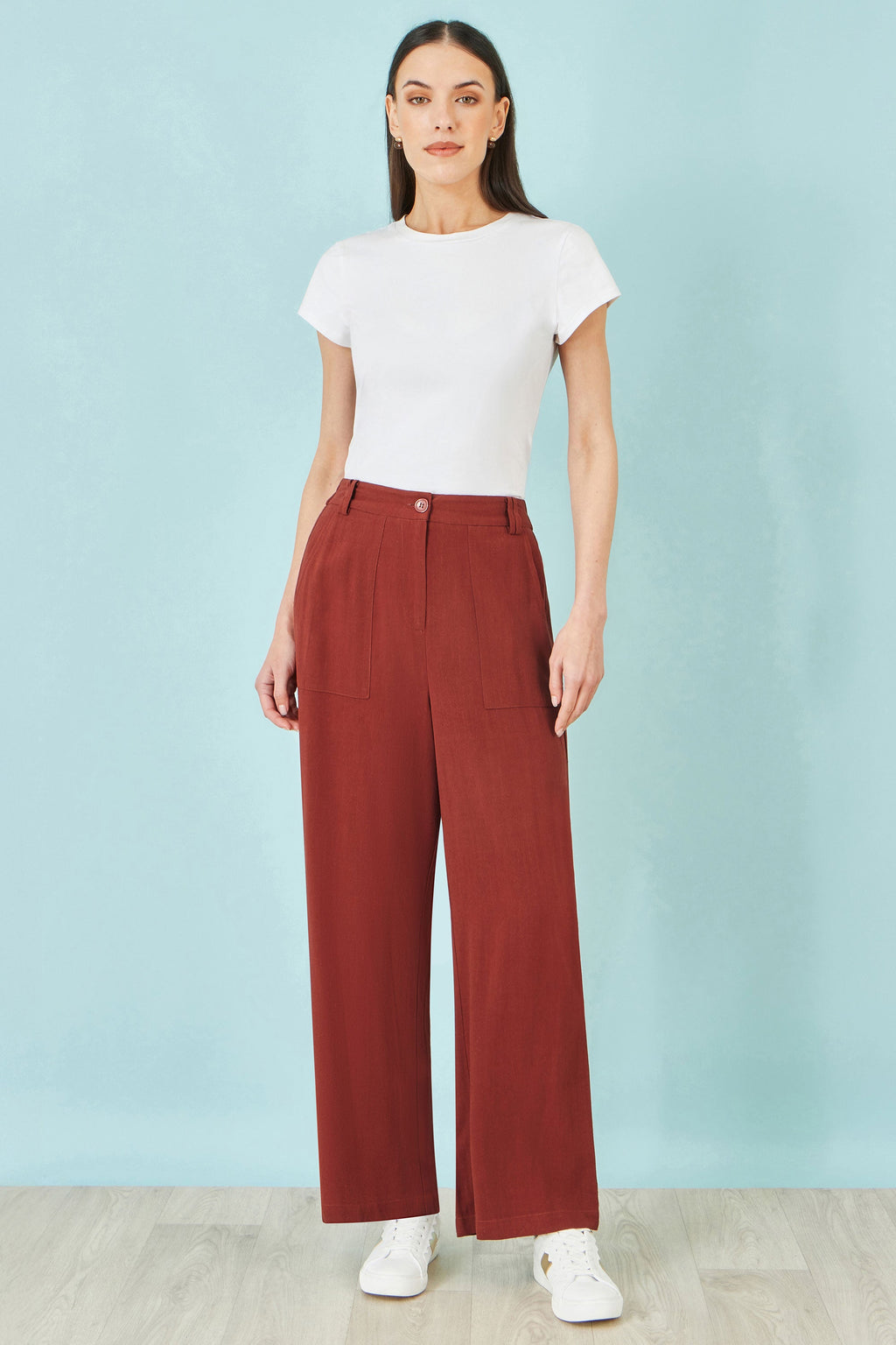 Yumi Brown Linen Mix Trousers