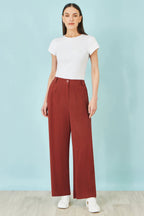 Yumi Brown Linen Mix Trousers