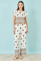Yumi Ivory Viscose Paisley Top