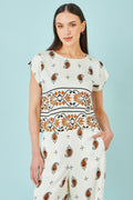 Yumi Ivory Viscose Paisley Top