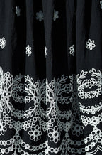 Yumi Black Embroidered Midi Skirt