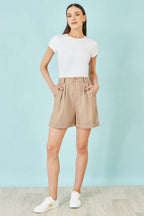 Yumi Brown Pleat Front Shorts