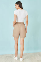 Yumi Brown Pleat Front Shorts