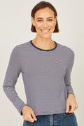 Yumi Navy Striped Jersey Long Sleeve T-Shirt