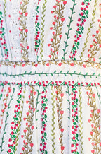 Yumi White Botanical Stripe Midi Dress With Lace Trims