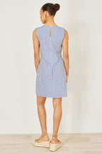 Yumi Navy Stripe Cotton Shift Dress