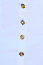 Yumi White Cotton Stretch Mini Skirt With Button Details