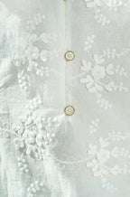 Yumi White Cotton Applique Flower Swing Shift Dress