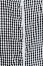 Yumi Black Gingham Cotton Top With Lace Trims