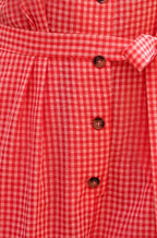 Yumi Red Gingham Button Through Jumpsuit