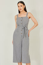 Yumi Black Gingham Button Through Jumpsuit