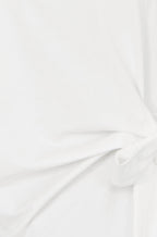 Yumi White Cotton Jersey Top With Knot Detail