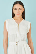 Yumi White Utility Style Playsuit