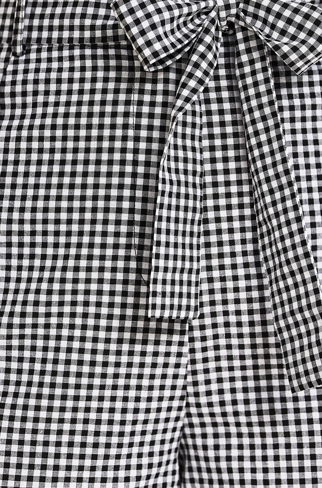 Yumi Black Cotton Gingham Tie Belt Shorts
