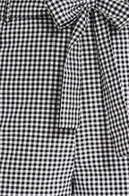 Yumi Black Cotton Gingham Tie Belt Shorts