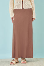 Yumi Brown Viscose Maxi Skirt