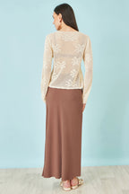 Yumi Brown Viscose Maxi Skirt