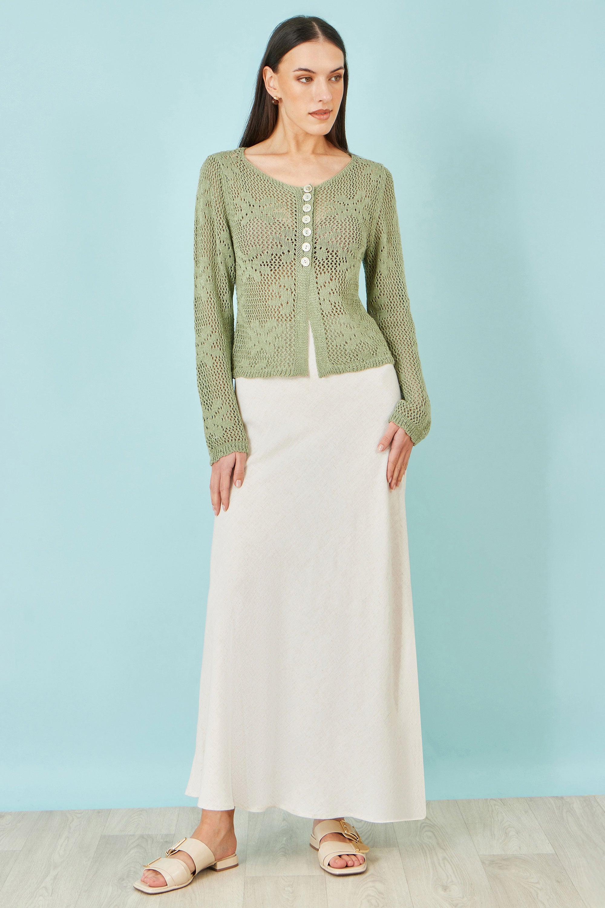 Yumi Natural Viscose Maxi Skirt