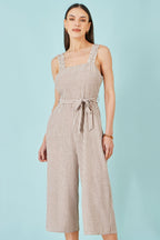 Yumi Brown Stripe Strappy Jumpsuit