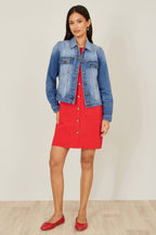 Yumi Blue Stretch Washed Denim Jacket