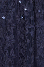 Yumi Navy Sequin Floral Applique Skater Dress
