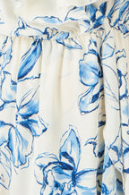 Yumi Ivory Floral Print Bardot Midi Dress With Dip Hem