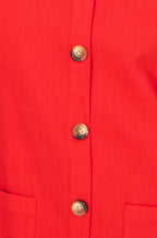 Yumi Red Viscose Button Detail Shift Dress